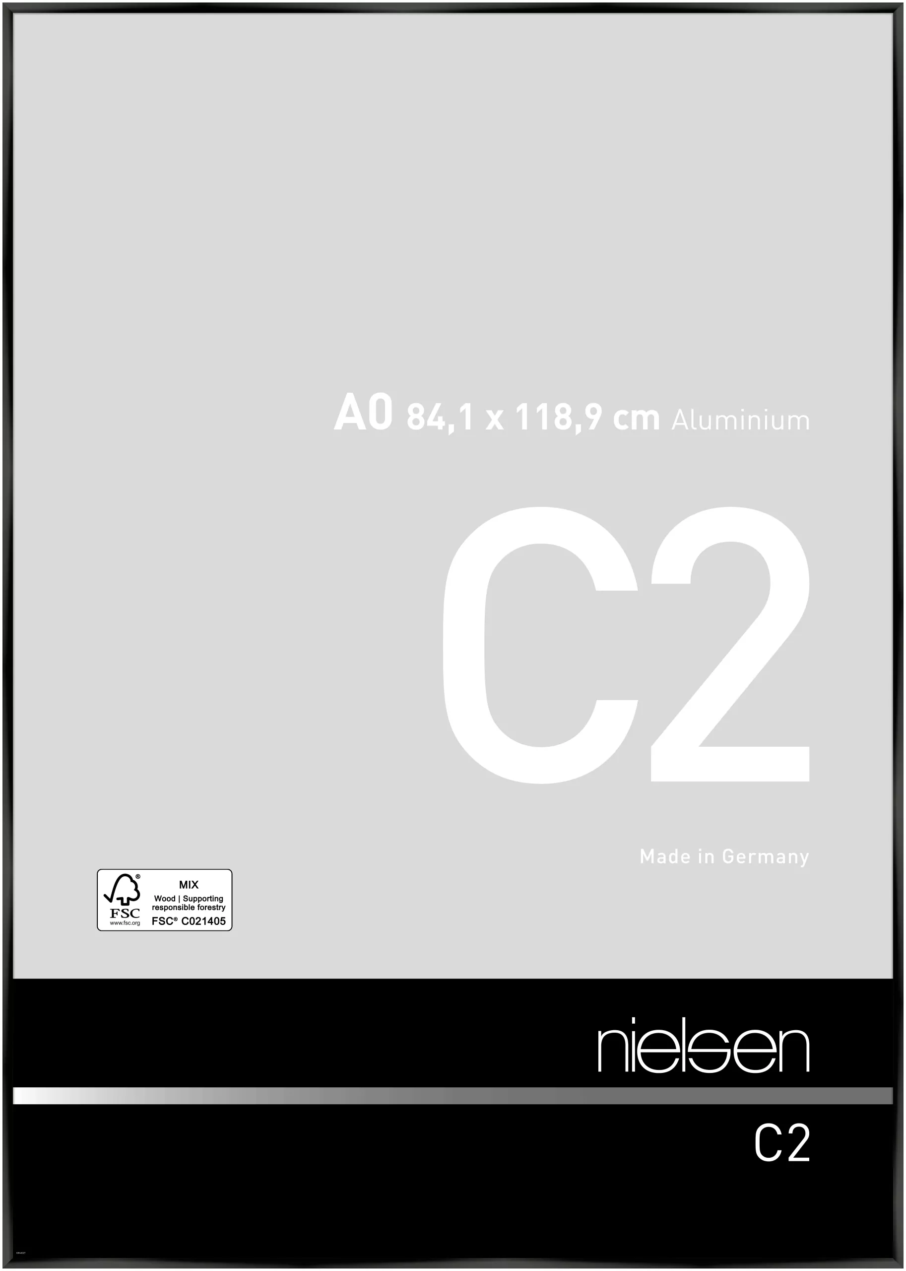 Alurahmen C2 Eloxiert Schwarz glanz, 84,1 x118,9 cm (A0)