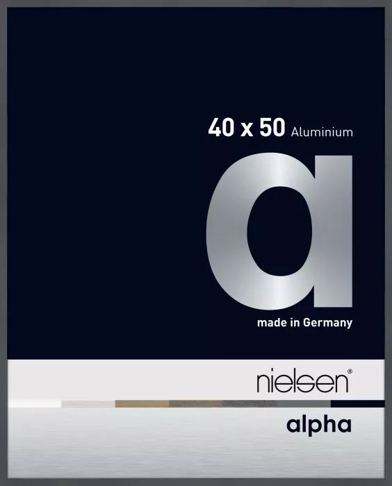 Alpha Alu Wechselrahmen Dunkelgrau glanz 40,0x50,0cm Museumsglas