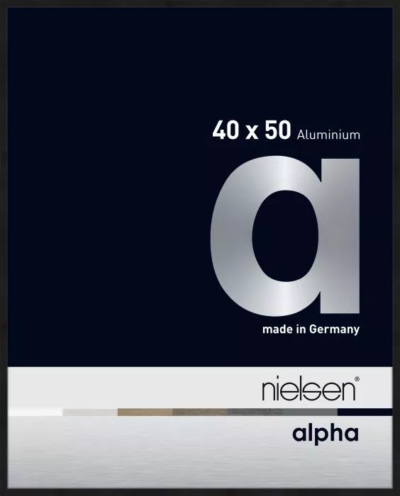 Alpha Alu Wechselrahmen Eloxal Schwarz matt 40,0x50,0cm Museumsglas