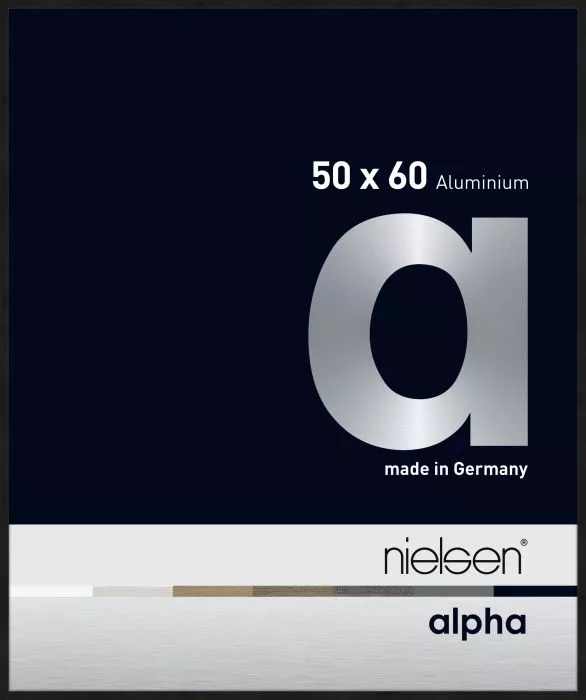 Alpha Alu Wechselrahmen Eloxal Schwarz matt 50,0x60,0cm Museumsglas