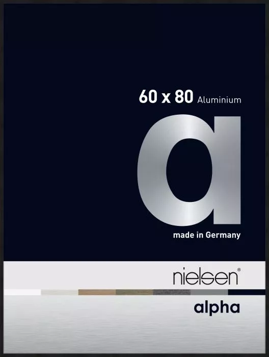 Alpha Alu Wechselrahmen Eloxal Schwarz matt 60,0x80,0cm Museumsglas