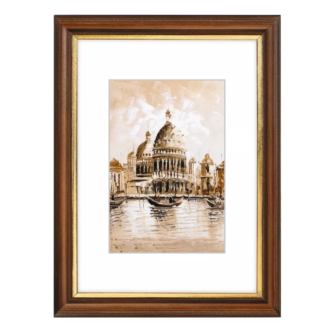 Holz-Bilderrahmen Venedig Normalglas Braun, 13x18cm