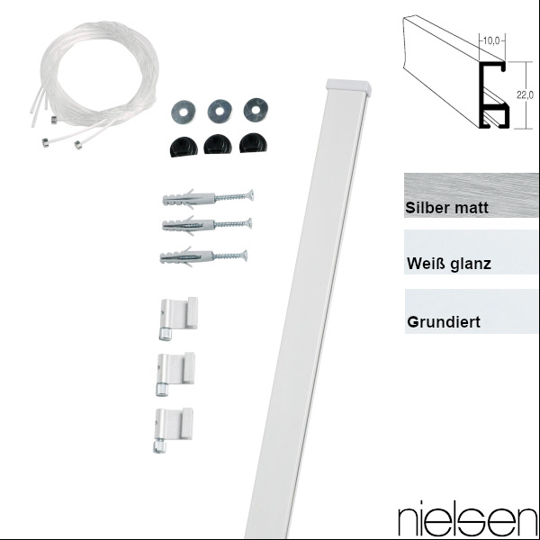 Nielsen Galerieschiene Economy 1,5m, incl. Zubehör