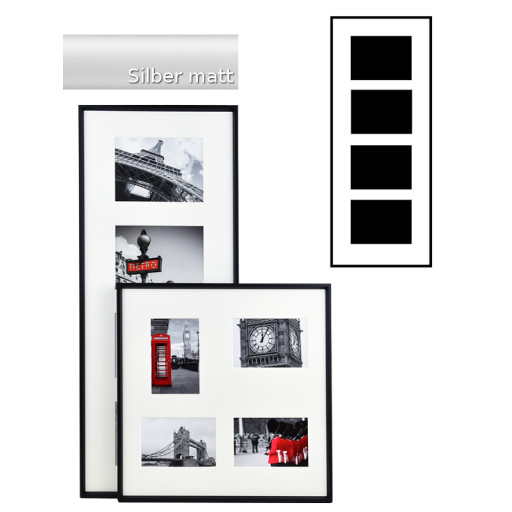 Alurahmen Gallery Junior Silber matt 30x74 / 4x 13x18