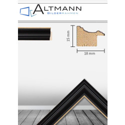 Holzbilderrahmen Hohlkehle mit Goldnase 18
