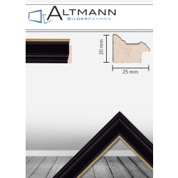 Holzbilderrahmen Hohlkehle mit Goldnase 25