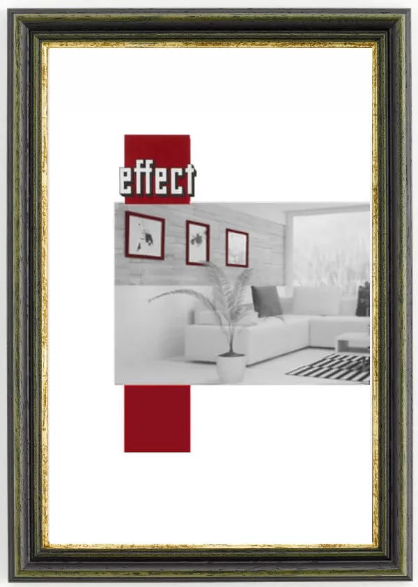 Holz-Bilderrahmen Mannheim Antireflex-Acrylglas grün/gold 62x93cm